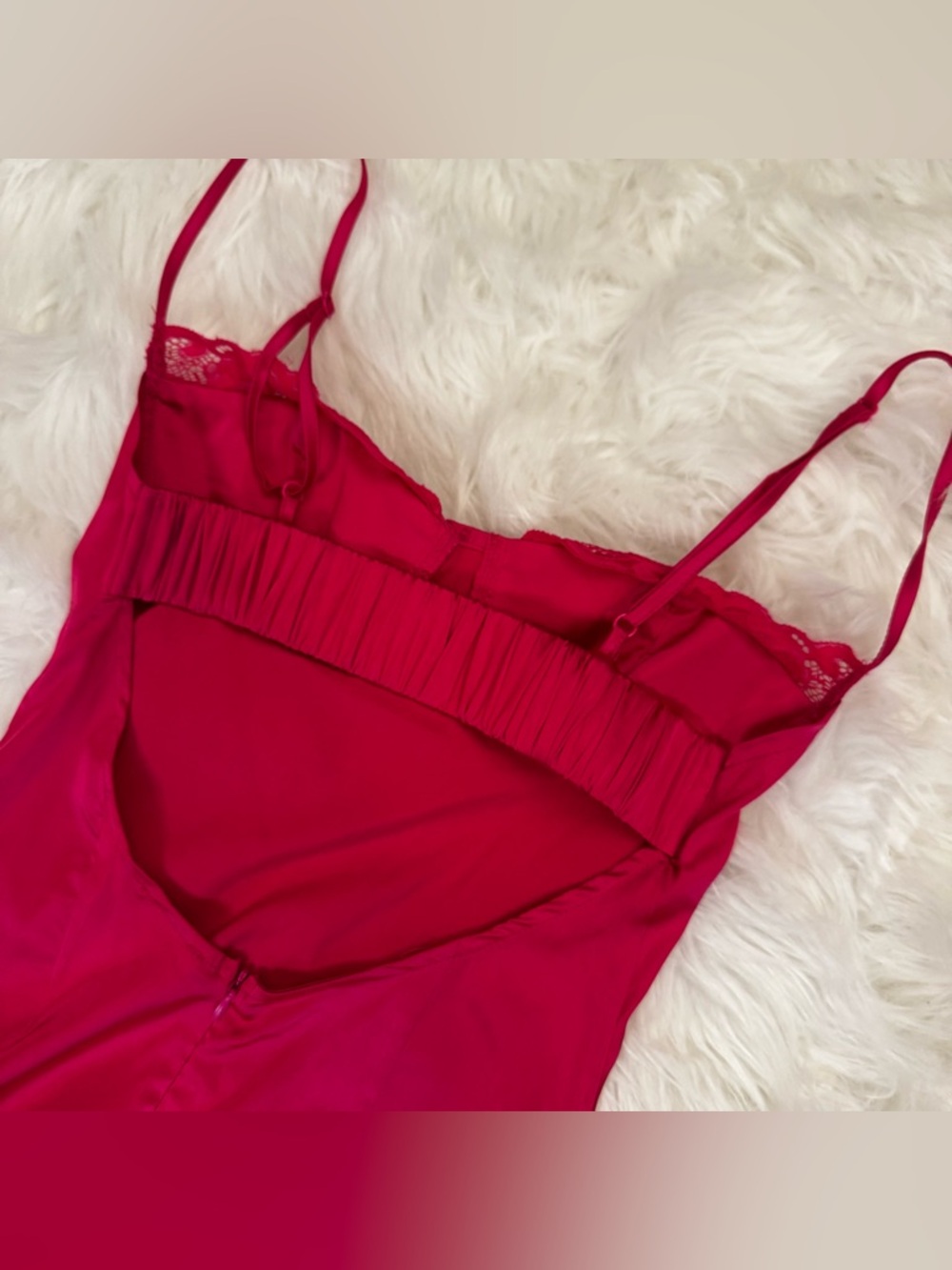 Superdown Hot Pink Satin Mini Dress NWT | Open Back Slip Dress XS - Picture 9 of 13